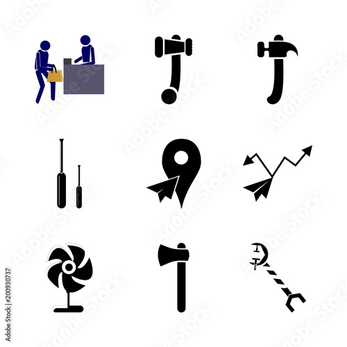 icon Instruments And Tools with capentering, equipment, store, isolated and umbrella