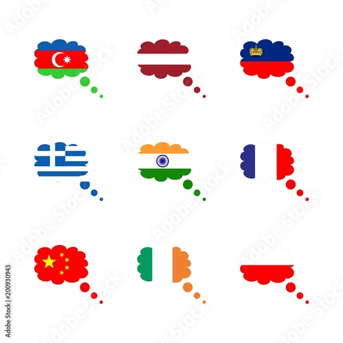 icon Flag with flag of latvia, city, china flag, liechtenstein and latvia