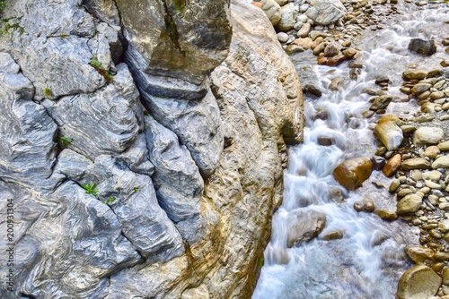 Long Exposure Shot of Water Stream in Taroko Gorge National Park in Taiwan