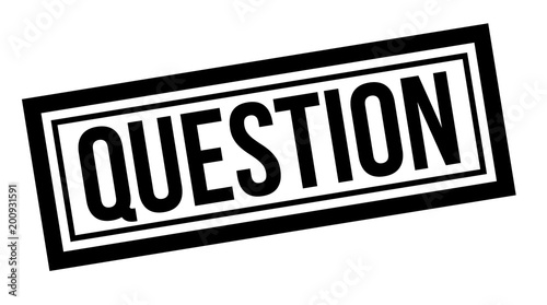 Question typographic stamp, sign, label. Black rubber stamp series
