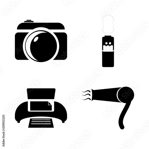 icon Electronic with water dispencer, lens, camera, studio and printer