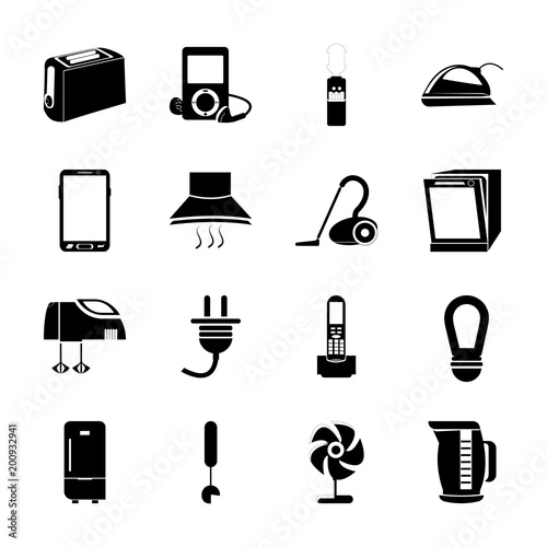 icon Electronic with player, housework, display, water dispencer and filter