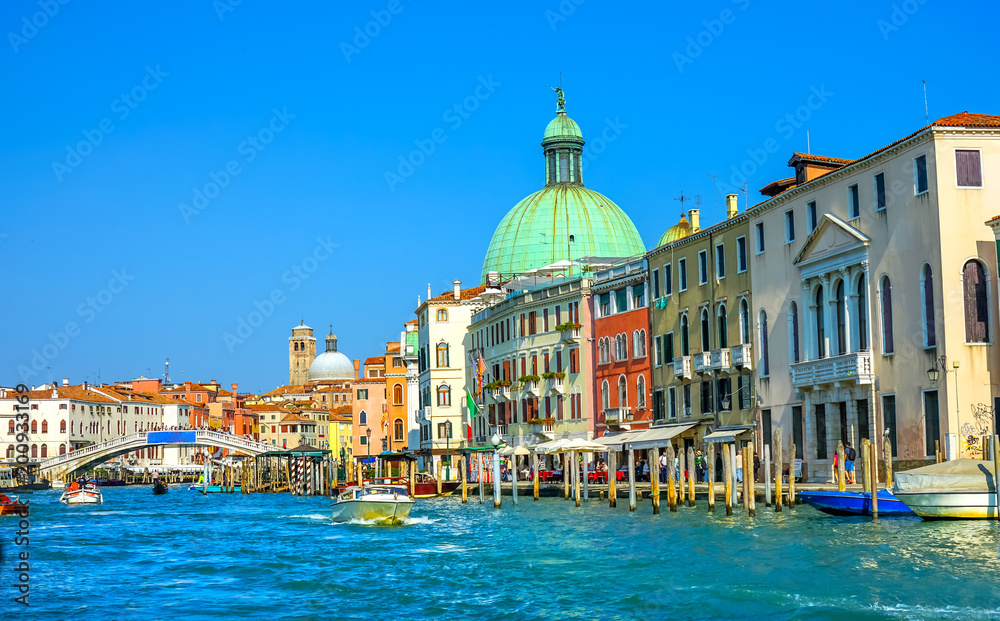 Grand Canal Saint Simeone Church Boats Ferries Venice Italy