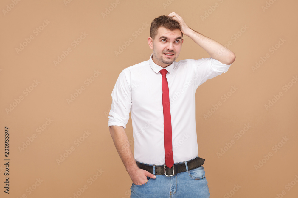 Success young adult boss thinking Success young adult boss thinking