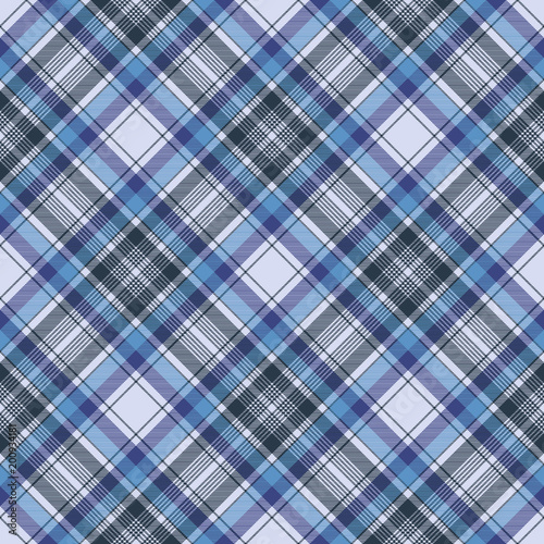 Blue tartan check plaid fabric seamless pattern