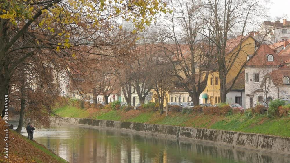 The Ljubljanica River flowing in the autumn The Ljubljanica River flowing in the autumn