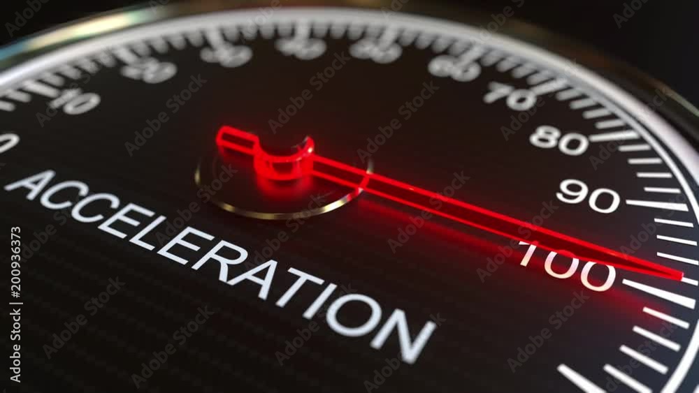 Acceleration meter or indicator conceptual animation