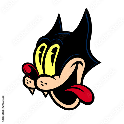 Fototapeta Naklejka Na Ścianę i Meble -  Vintage Toons: 30s style vintage cartoon character crazy cat smiling with tongue out