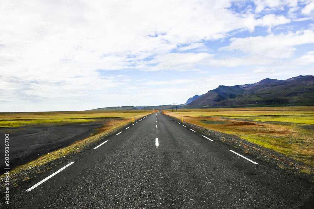 Fototapeta premium Endlose Straße in Island
