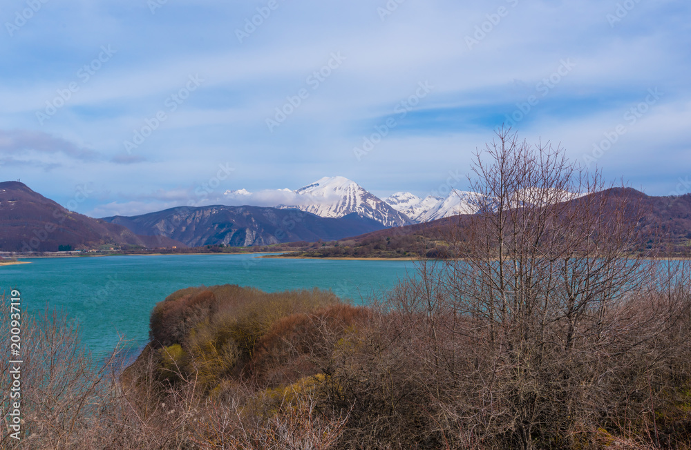 Lake of Campotosto (Abruzzo, Italy) - A huge artificial lake at 1400 meters above sea level, in the heart of the snow-capped Appennini mountains, province of L'Aquila