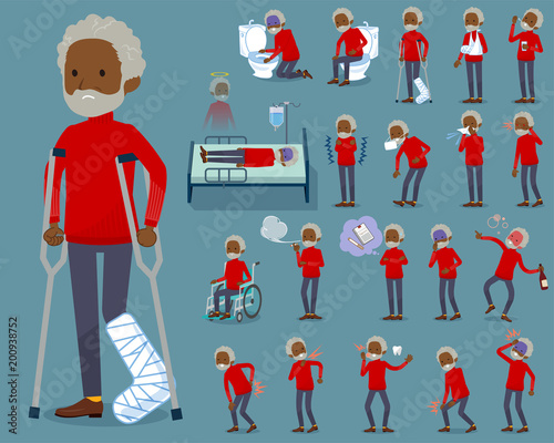 flat type red high neck old man black_sickness