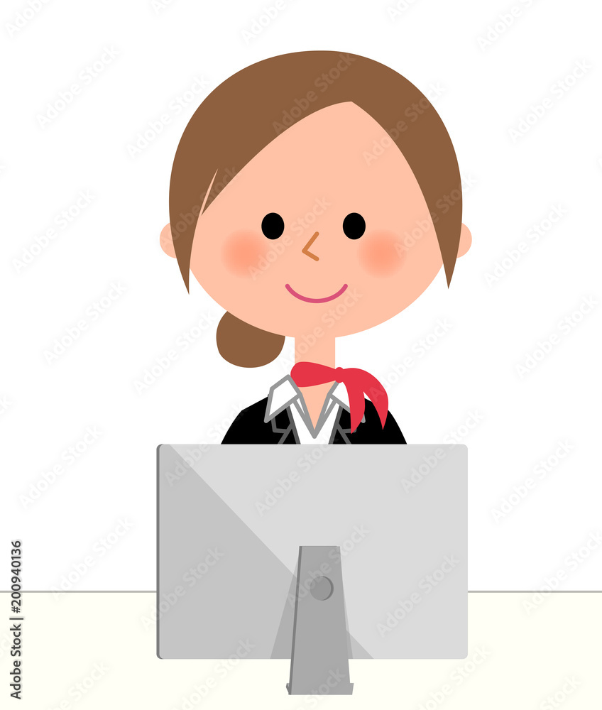 制服の女性 PC 制服の女性 PC