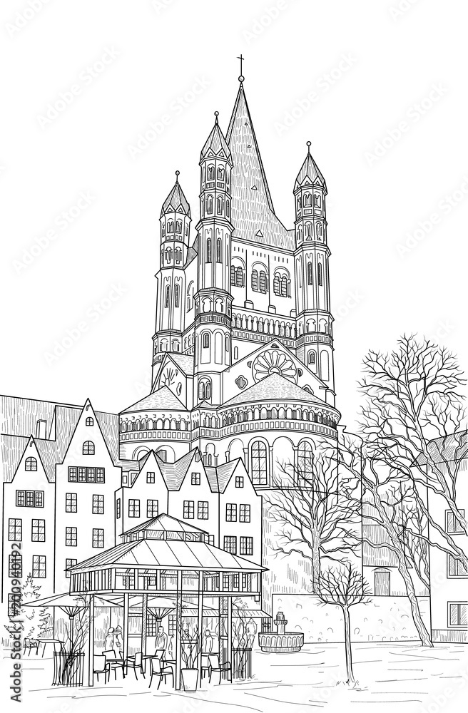 Fototapeta premium Sketch of the Cathedral of St. Martin