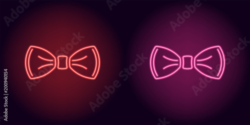 Neon bow tie in red and pink color