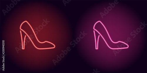 Neon women shoe in red and pink color