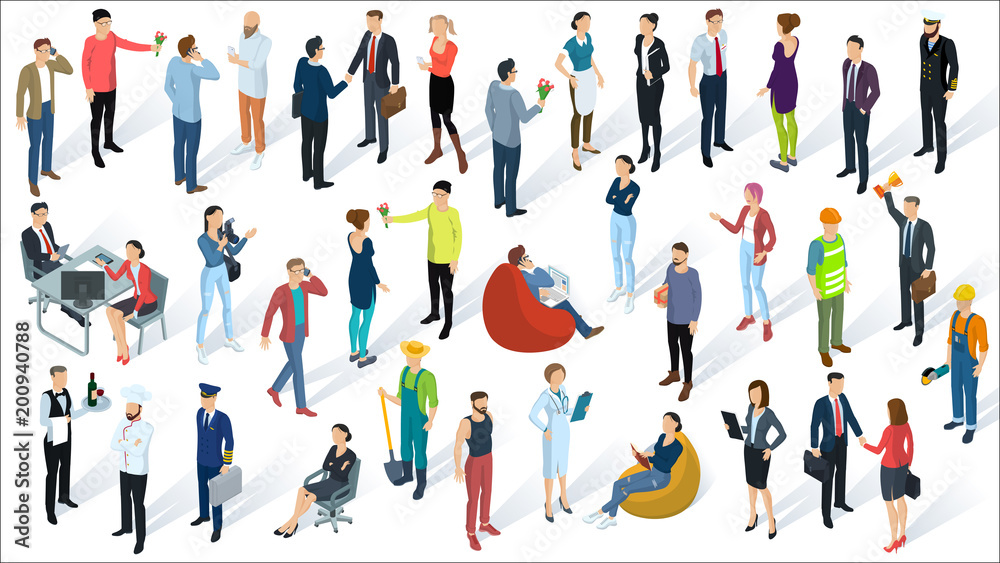 Isometric 3d flat design vector people Isometric 3d flat design vector people