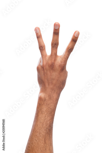 Black hand showing number three isolated © Prostock-studio