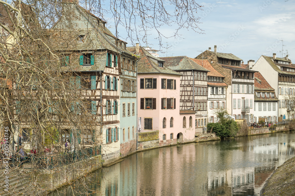 People enjoying their time in Little France district in Strasbourg