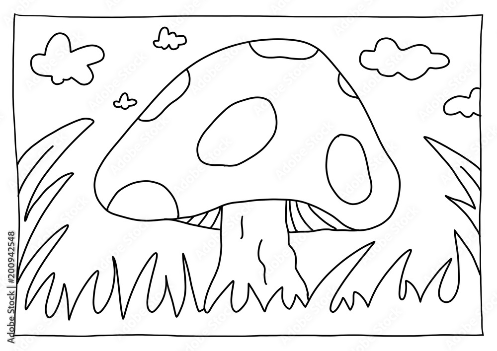 Ausmalbild Fliegenpilz Stock Illustration | Adobe Stock