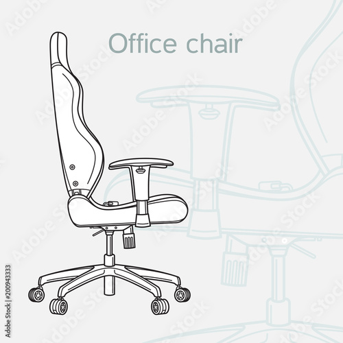Office chair drawn in a schematic style