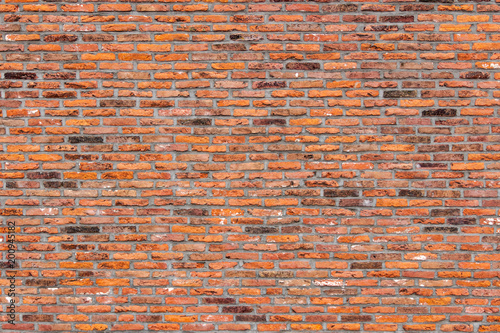 Background of old vintage red brick wal
