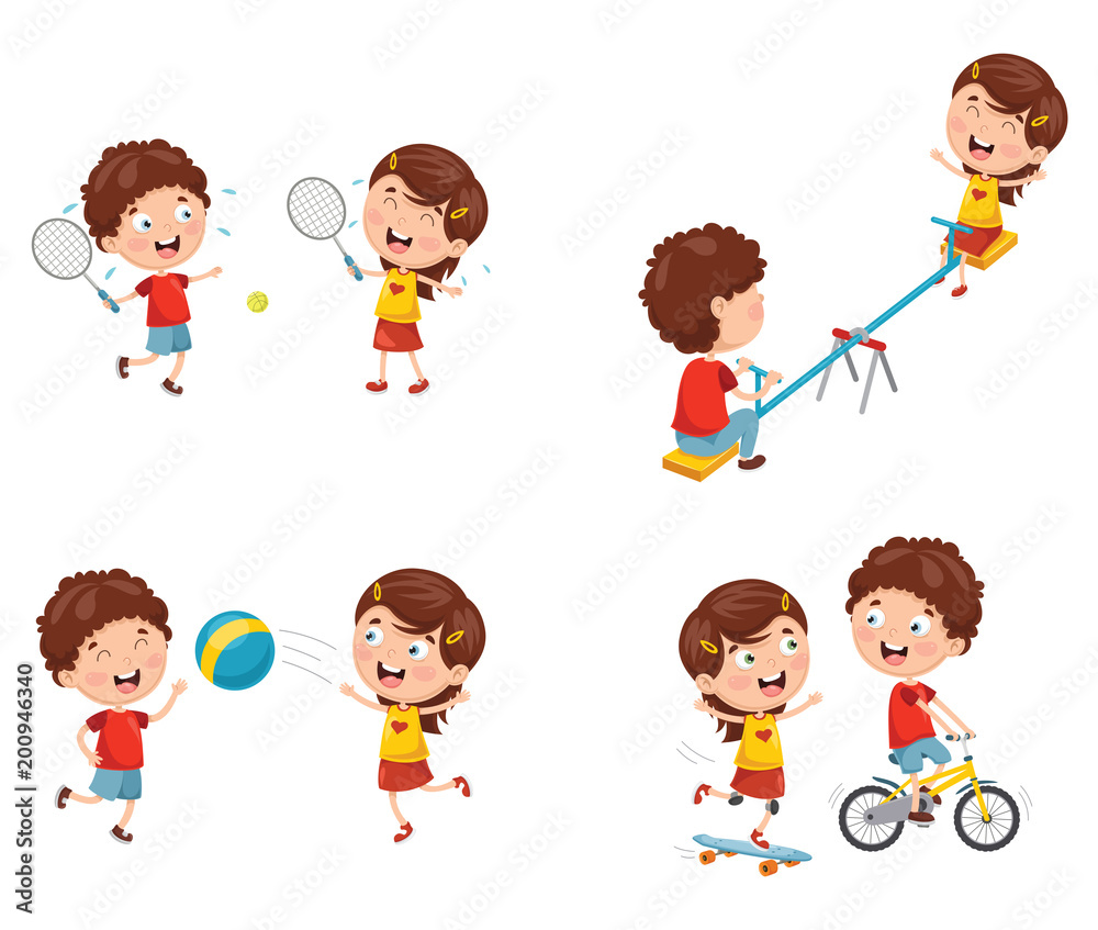 Vector Illustration Of Kids Playing Vector Illustration Of Kids Playing