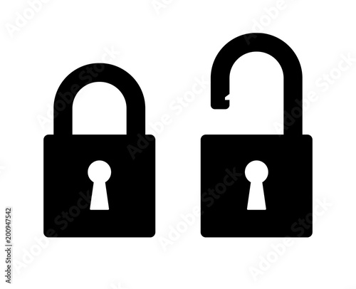 Open and closed padlock icon. Vector illustration