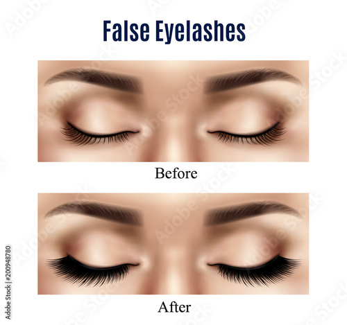 Eyes False Lashes Realistic Illustration