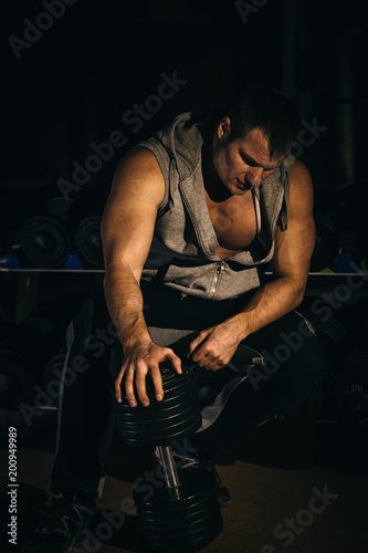 Portrait of a handsome muscular bodybuilder
