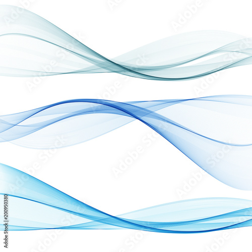 Set abstract color smoke wave. Transparent smooth © lesikvit