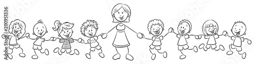 Vektor Illustration einer Lehrerin mit Schulklasse