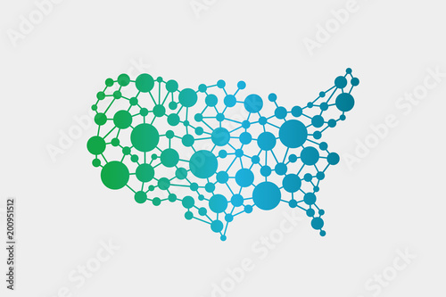 USA United States Network Map. Vector Graphic Design