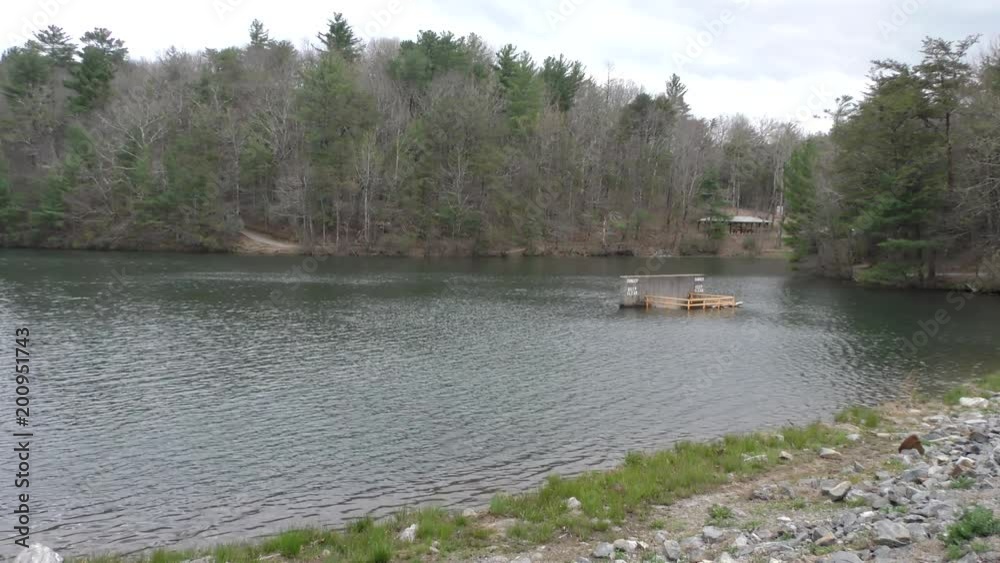 Georgia, Fort Mountain Park, The small lake in Fort Mountain Park with wind created waves Georgia, Fort Mountain Park, The small lake in Fort Mountain Park with wind created waves