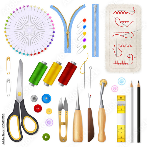 Sewing Isolated Icons Set