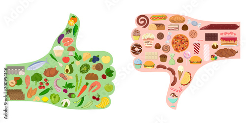 Good and bad food.