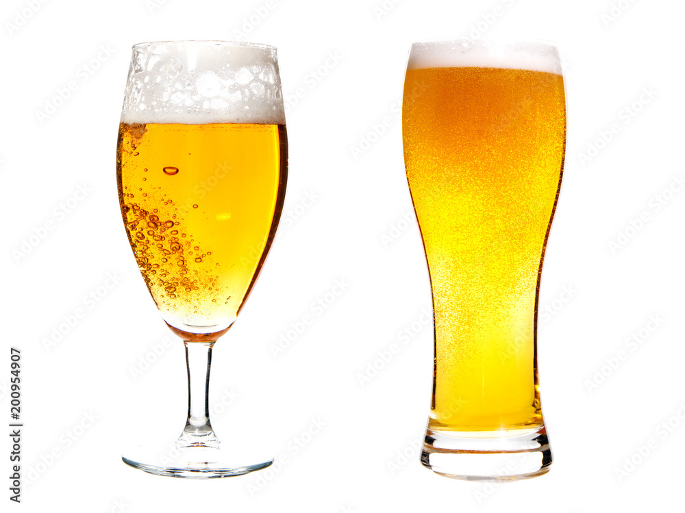 lager draft beer in a glass isolated on white background lager draft beer in a glass isolated on white background