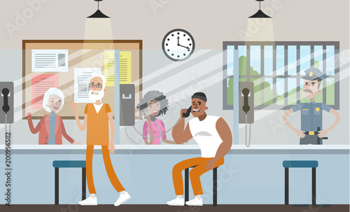 Male prison interior.