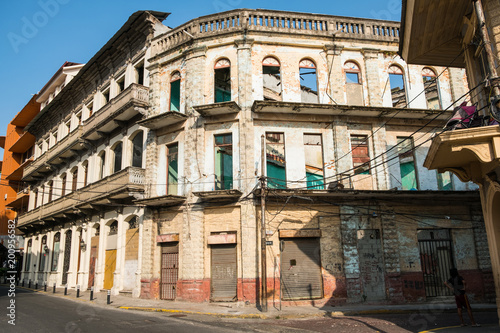 abandoned building ruin, old facade   photo