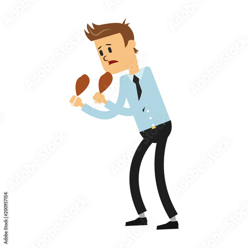 Man eating chicken thighs vector illustration graphic design