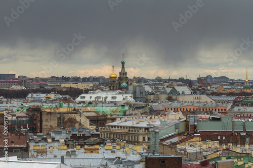 Cityscape with Church of the Savior on Spilled Blood, St Petersburg, Russia 