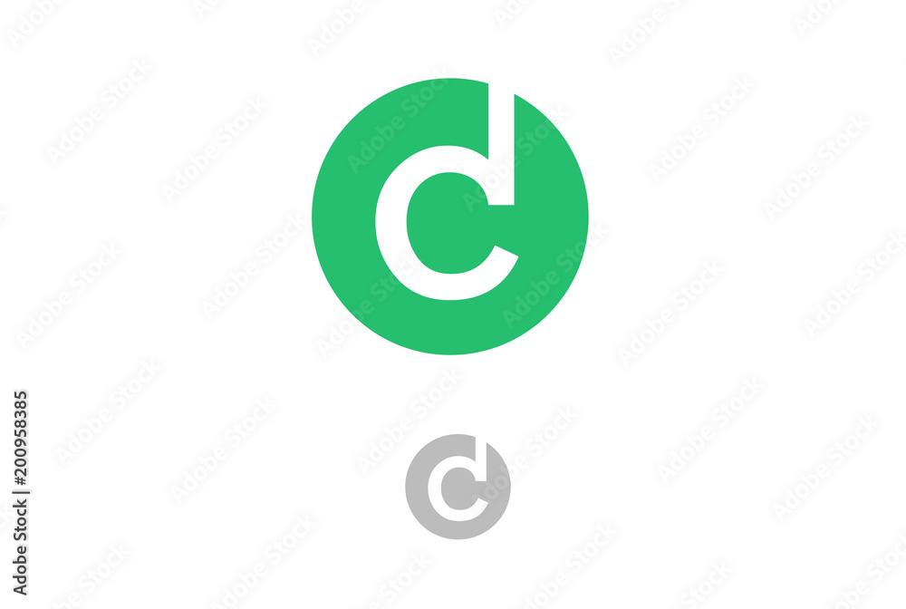 CD letter on circle isolated on white background. CD letter on circle isolated on white background.