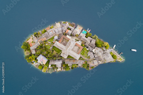 Fotografija Aerial View of San Giulio island, lake Orta, northern Italy