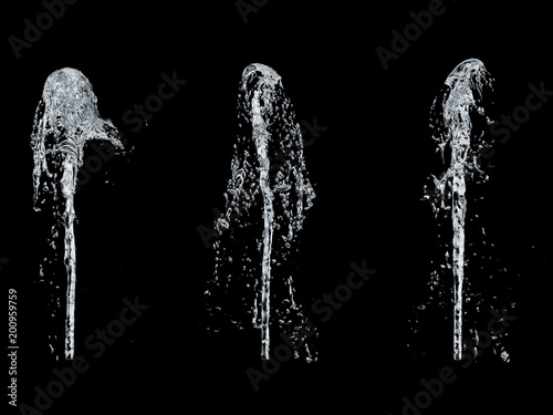 fountain of water isolated on a black background 3d rendering photo