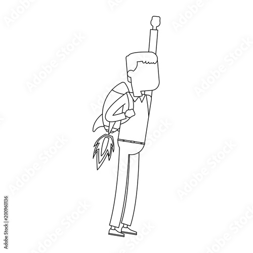 Businessman flying with jetpack vector illustration graphic design