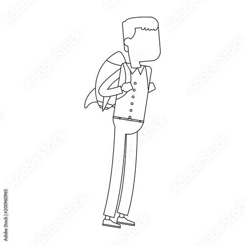 Businessman flying with jetpack vector illustration graphic design