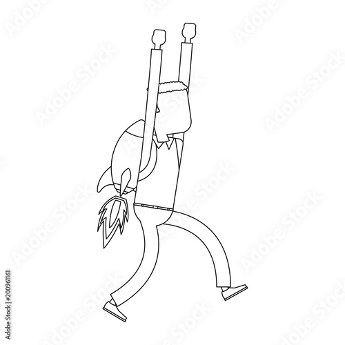 Businessman flying with jetpack vector illustration graphic design