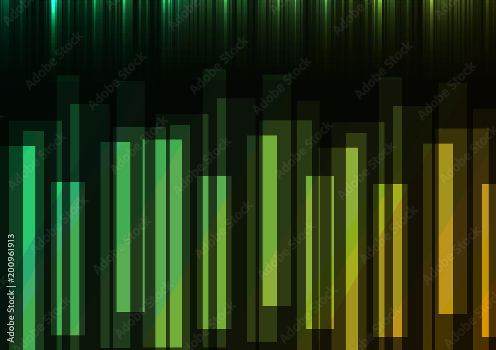 Fototapeta premium green speed bar overlap in dark background, stripe layer backdrop, technology template, vector illustration