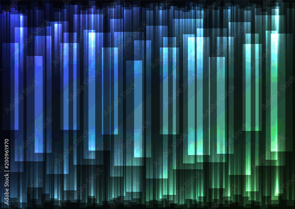 blue green speed bar overlap in dark background, stripe layer backdrop, technology template, vector illustration