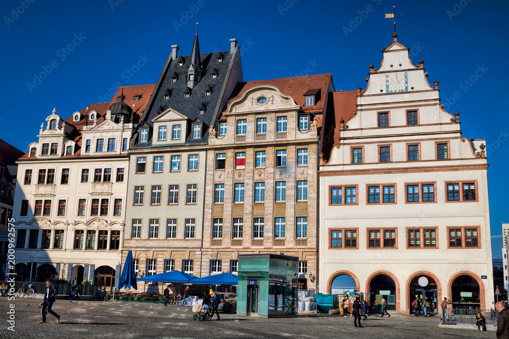 Leipzig, Marktplatz mit sanierten Altbauten