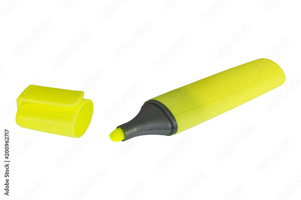 Yellow highlighter on a white background Yellow highlighter on a white background